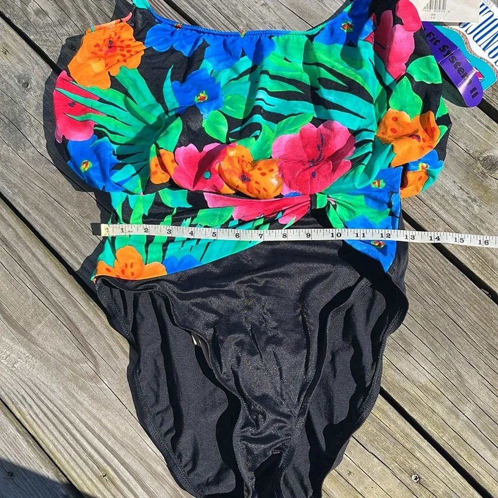 NWT vintage Sandcastle Swim Fit System tropical swimsuit 12 - Picture 9 of 11